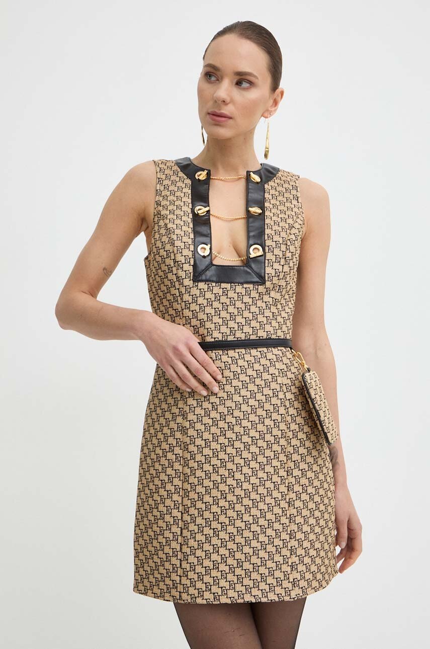 Φόρεμα Elisabetta Franchi χρώμα: μπεζ, AB64642E2