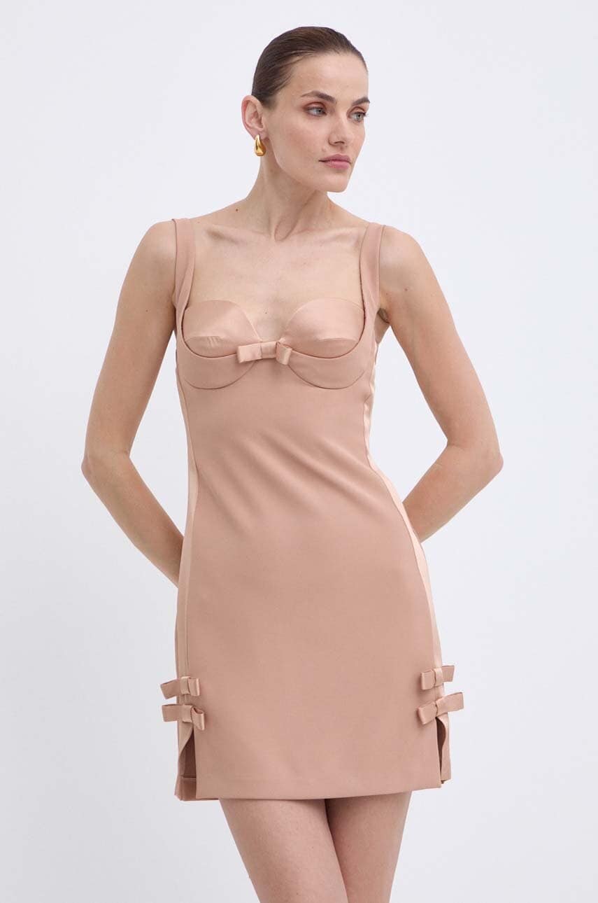 Φόρεμα Elisabetta Franchi χρώμα: μπεζ, AB65042E2