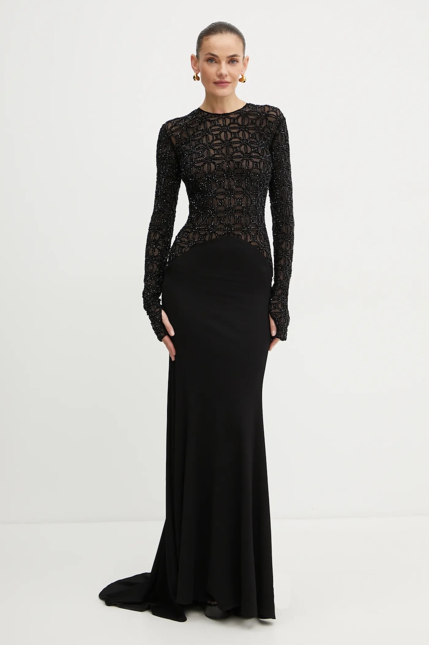 Φόρεμα Elisabetta Franchi χρώμα: μαύρο, AB65947E2