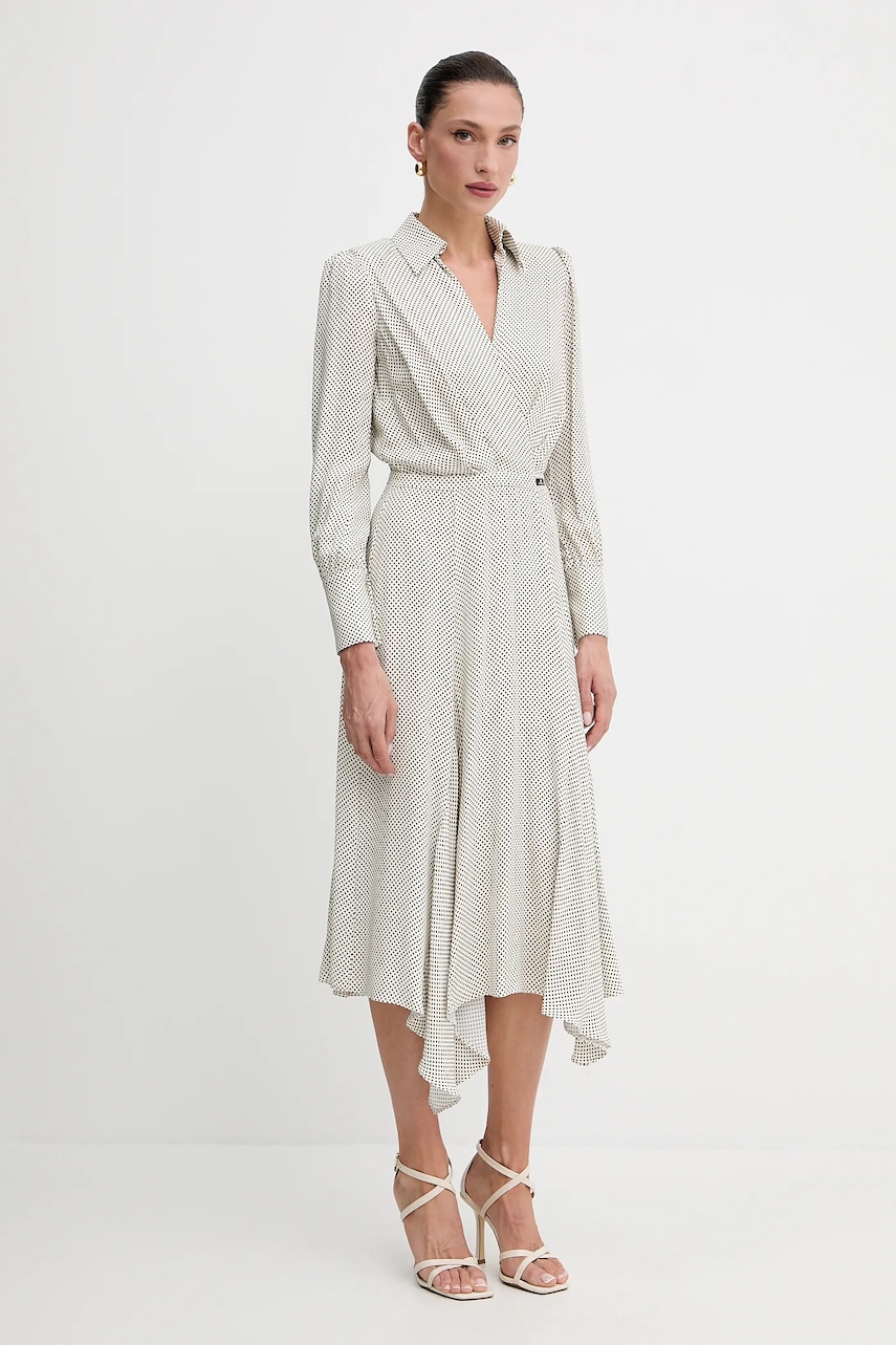 Φόρεμα Elisabetta Franchi χρώμα: μπεζ, AB86552E2