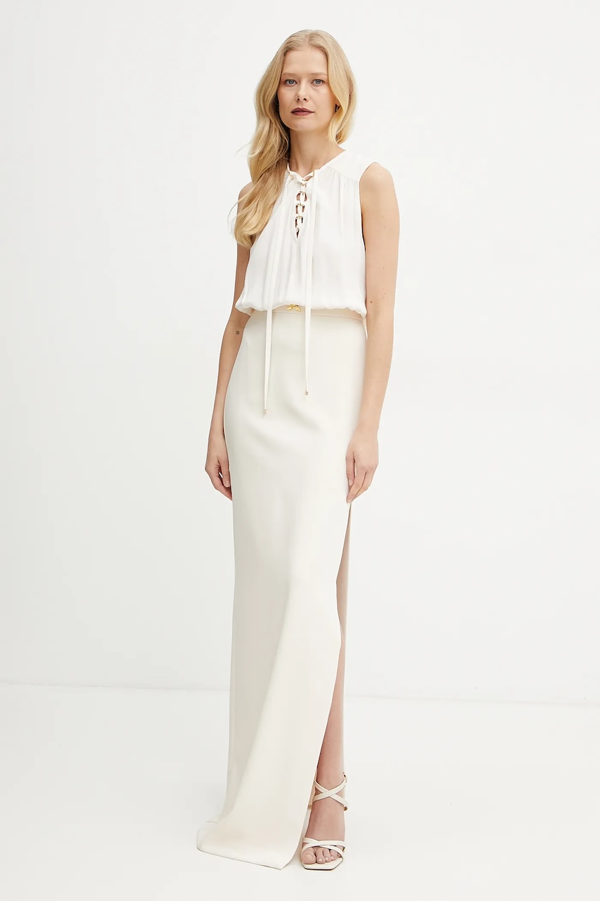 Φόρεμα Elisabetta Franchi χρώμα: μπεζ, ABR3851E2