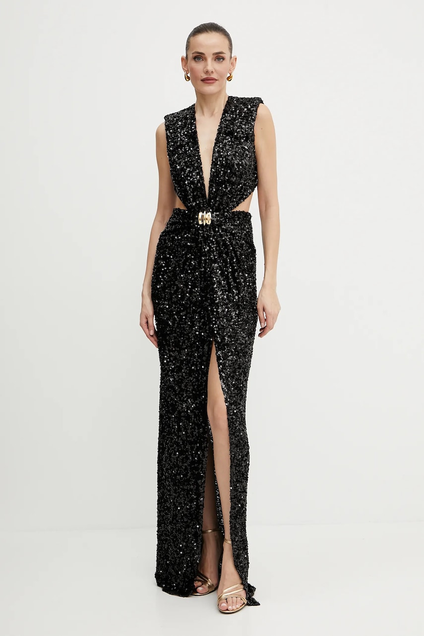 Φόρεμα Elisabetta Franchi χρώμα: μαύρο, ABR4852E2