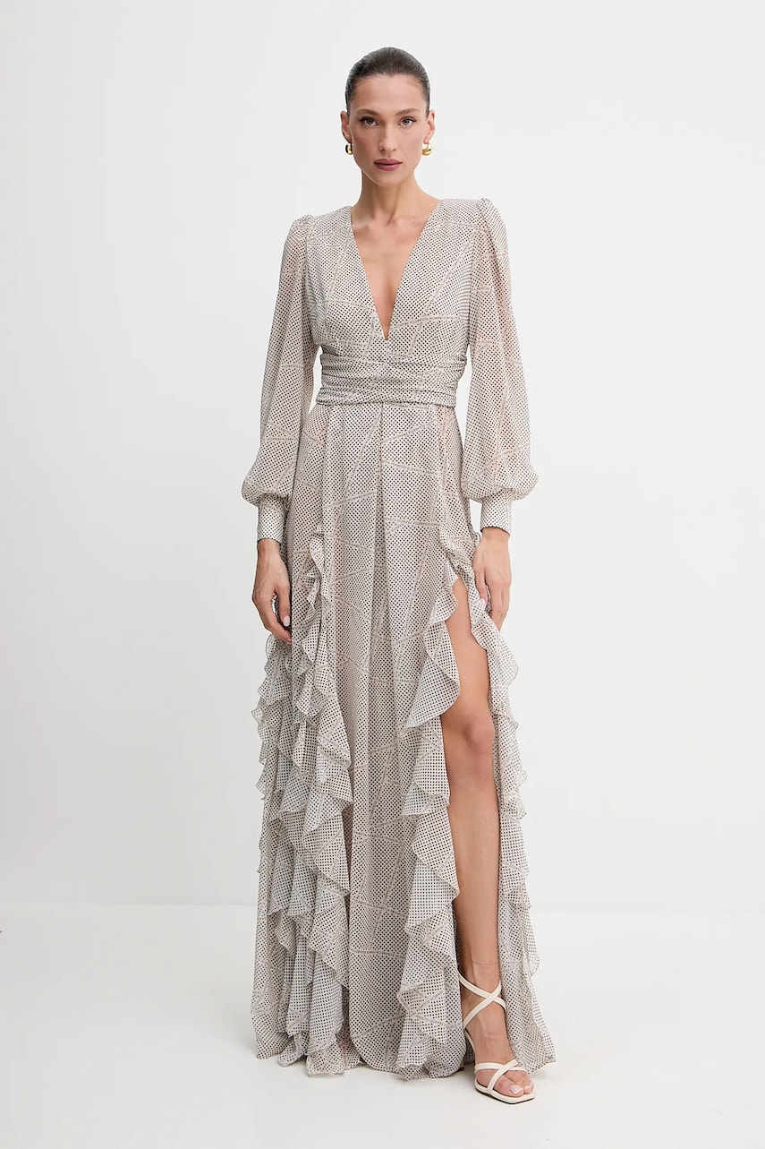 Φόρεμα Elisabetta Franchi χρώμα: μπεζ, ABRS252E2