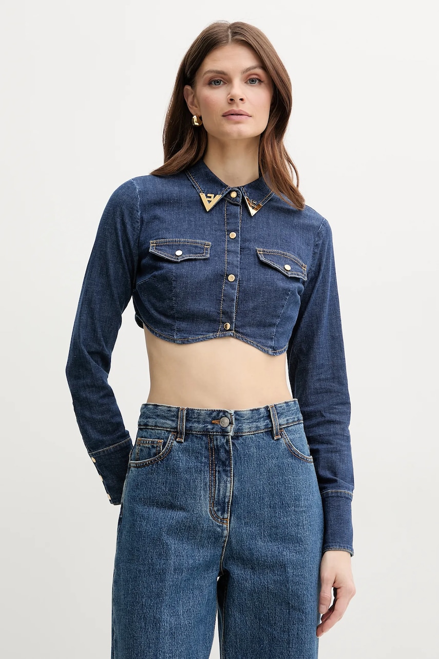 Τζιν πουκάμισο Elisabetta Franchi χρώμα: μπλε, CJ34D51E2