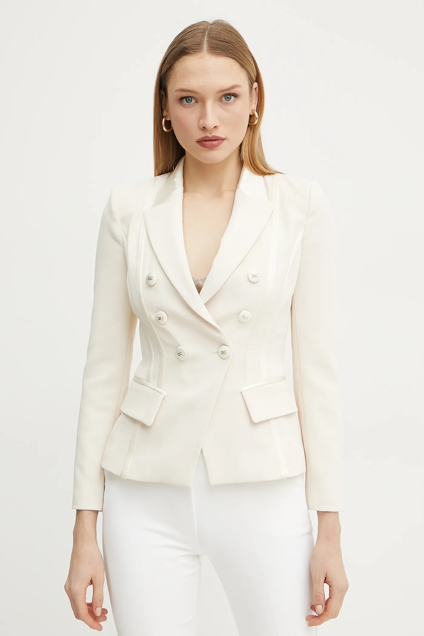 Σακάκι Elisabetta Franchi χρώμα: μπεζ, GI14251E2