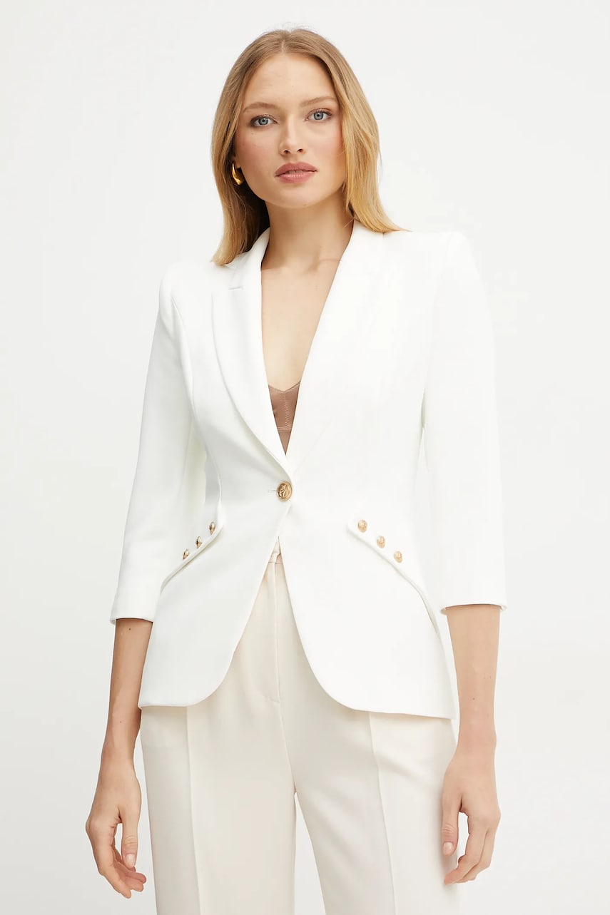 Σακάκι Elisabetta Franchi χρώμα: μπεζ, GI16452E2