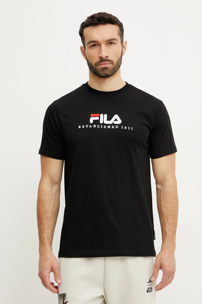 Βαμβακερό μπλουζάκι Fila Brill ανδρικό, χρώμα: μαύρο, FAU0200