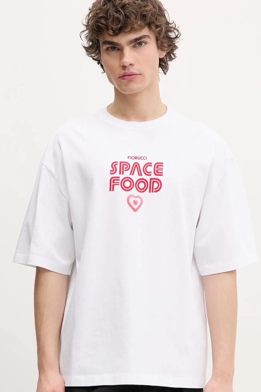 Βαμβακερό μπλουζάκι Fiorucci Space Food Print Relaxed Fit T-Shirt ανδρικό, χρώμα: άσπρο, U02SPTSH101CJ01WH03