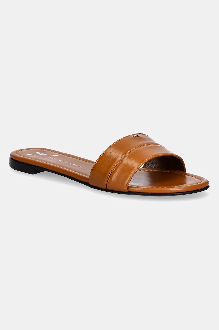 Δερμάτινες παντόφλες Giuseppe Zanotti Baddy γυναικείες, χρώμα: καφέ, E500060.004