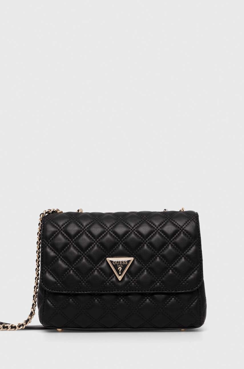 Τσάντα Guess GIULLY χρώμα: μαύρο, HWQG87 48200