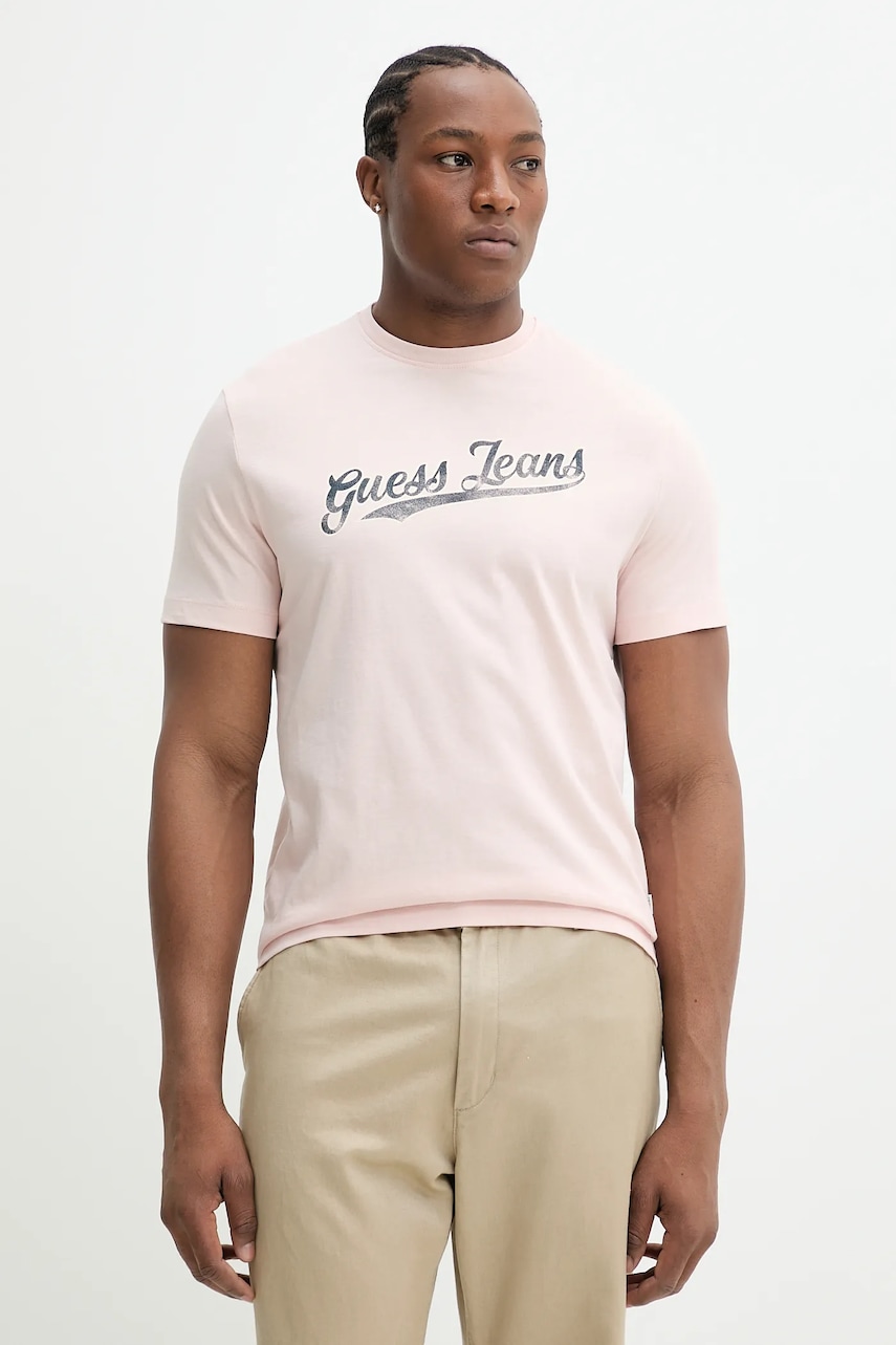 Βαμβακερό μπλουζάκι Guess Jeans ανδρικό, χρώμα: ναυτικό μπλε, M5GI54 K8FQ4