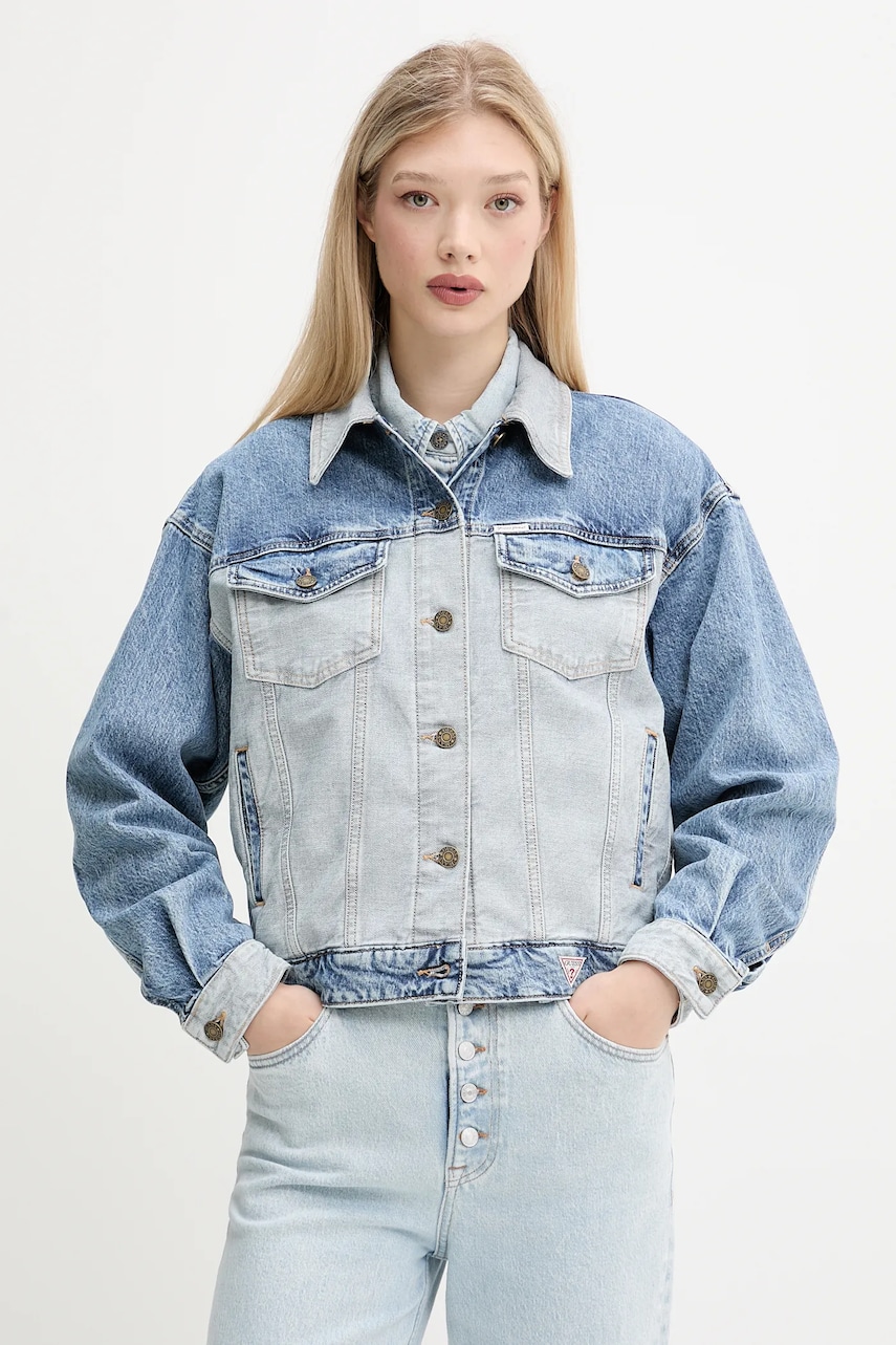 Τζιν μπουφάν Guess Jeans χρώμα: μπλε, W5YN56 D5M56