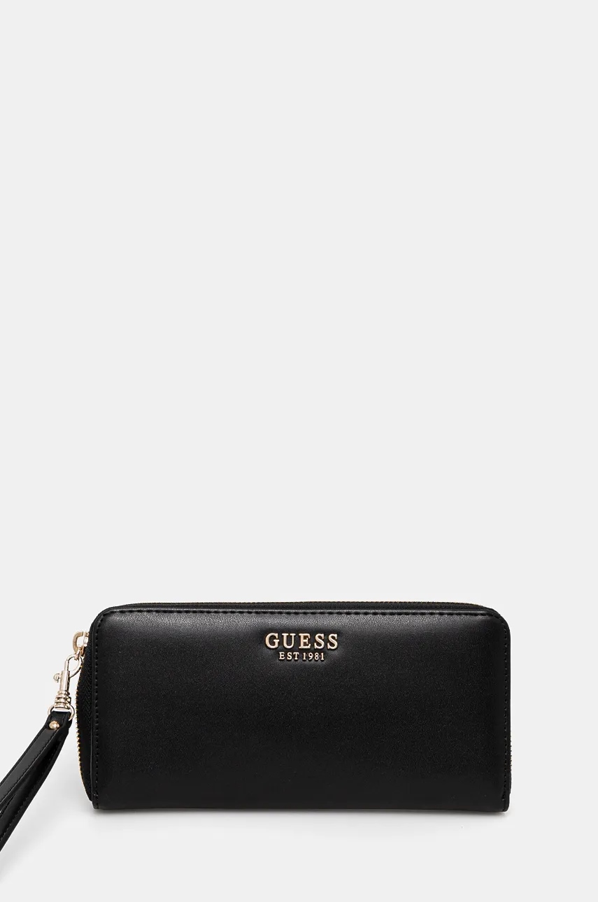 Πορτοφόλι Guess LAUREL χρώμα: μαύρο, SWVC85 00146