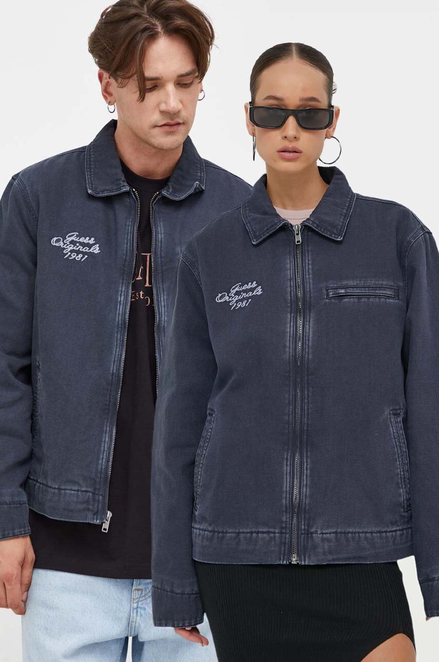 Τζιν μπουφάν Guess Originals χρώμα: ναυτικό μπλε