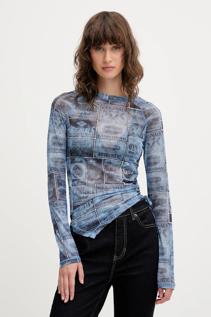 Μακρυμάνικο Guess Originals χρώμα: μπλε, W5YP43 KBBF2