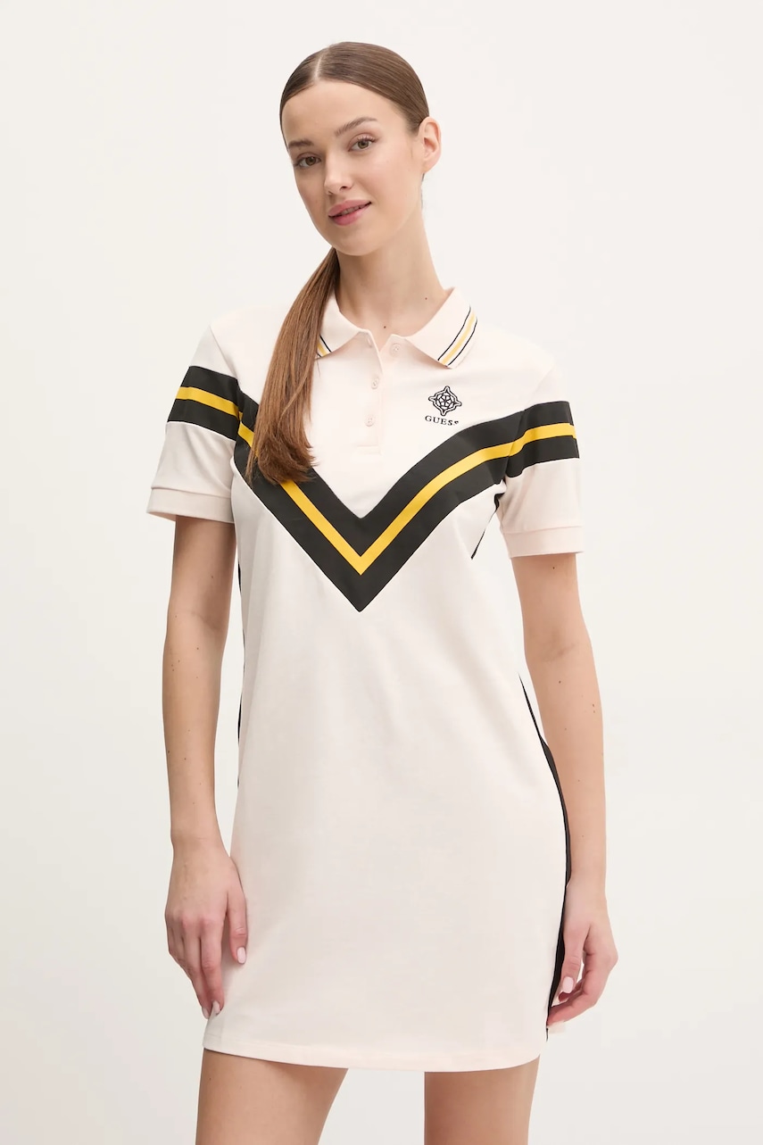 Φόρεμα Guess SUZANNE χρώμα: ροζ, V5RK00 KCOK1