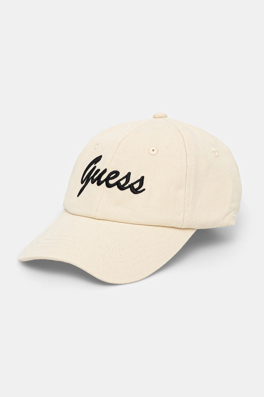Βαμβακερό καπέλο του μπέιζμπολ Guess χρώμα: μπεζ, V5GZ00 WFKN0