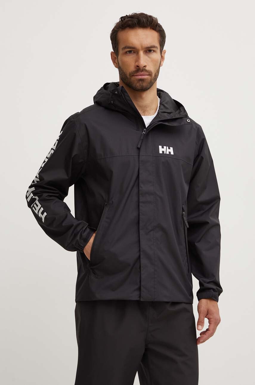 Αδιάβροχο μπουφάν Helly Hansen Ervik ανδρικό, χρώμα: μαύρο, 64032