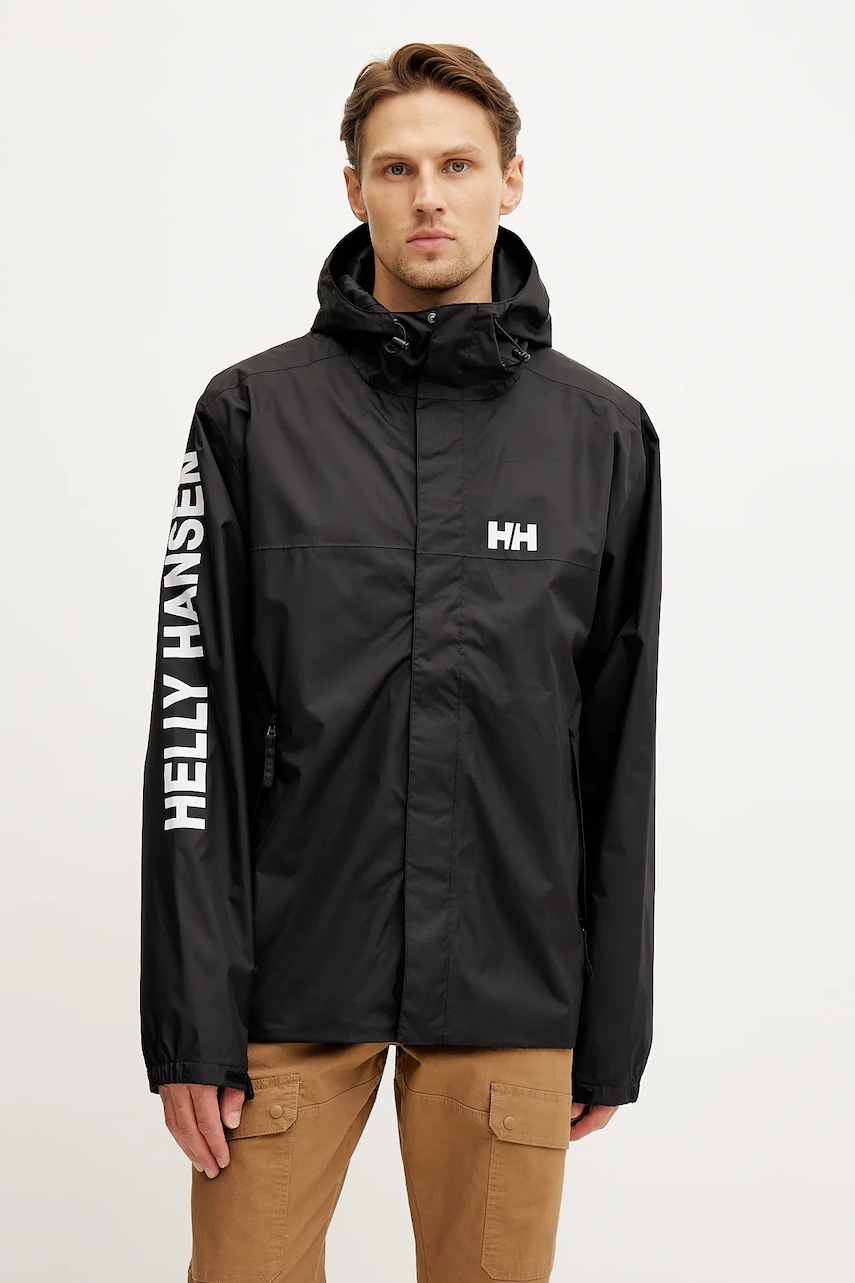Αδιάβροχο μπουφάν Helly Hansen Ervik ανδρικό, χρώμα: μαύρο, 64032
