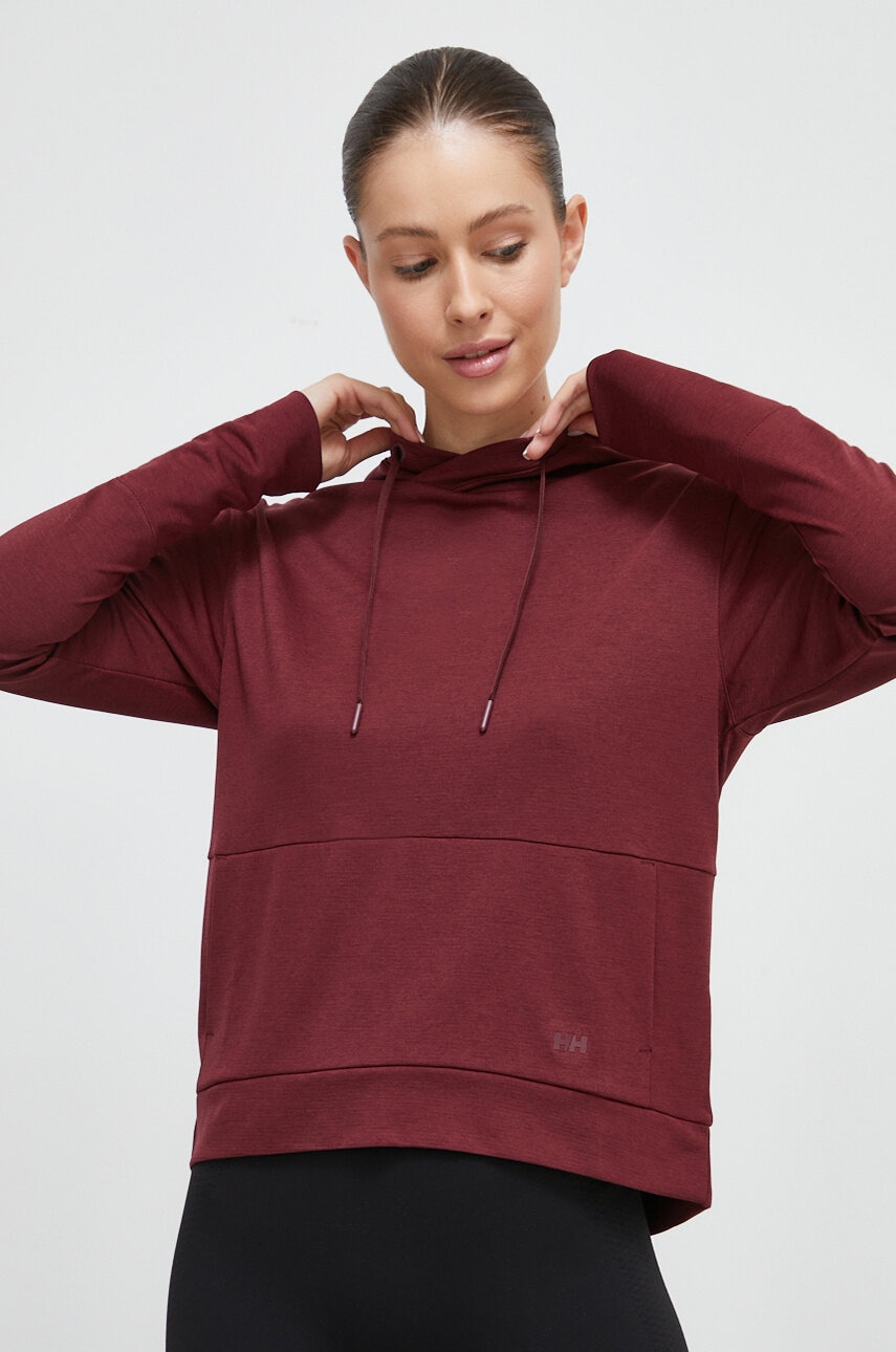 Αθλητική μπλούζα Helly Hansen Lifa Tech 0 γυναικεία, χρώμα: καφέ, με κουκούλα Lifa Tech 48530