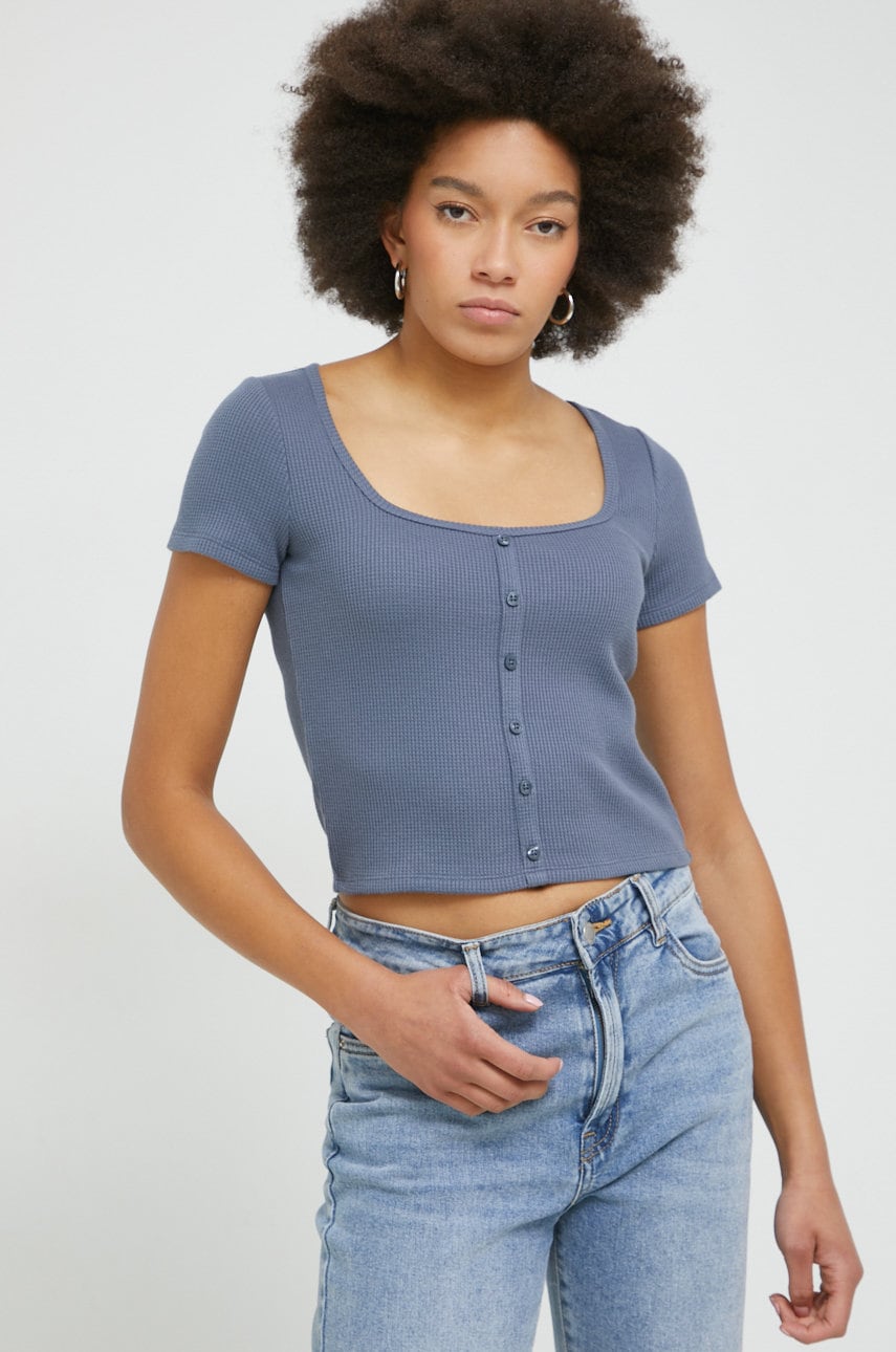 Μπλουζάκι Hollister Co. χρώμα: ναυτικό μπλε