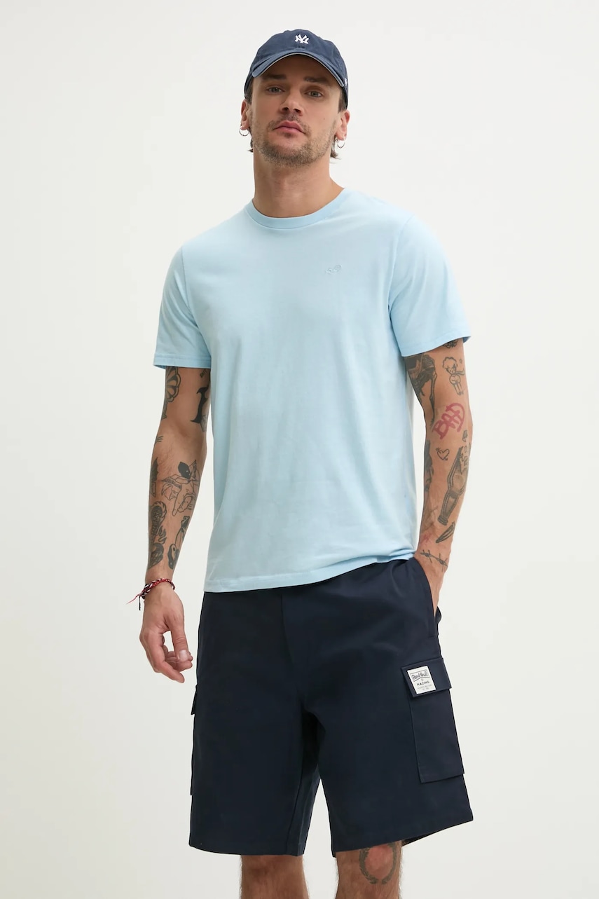 Βαμβακερό μπλουζάκι Hollister Co. ανδρικό, χρώμα: μπλε, KI324-5145