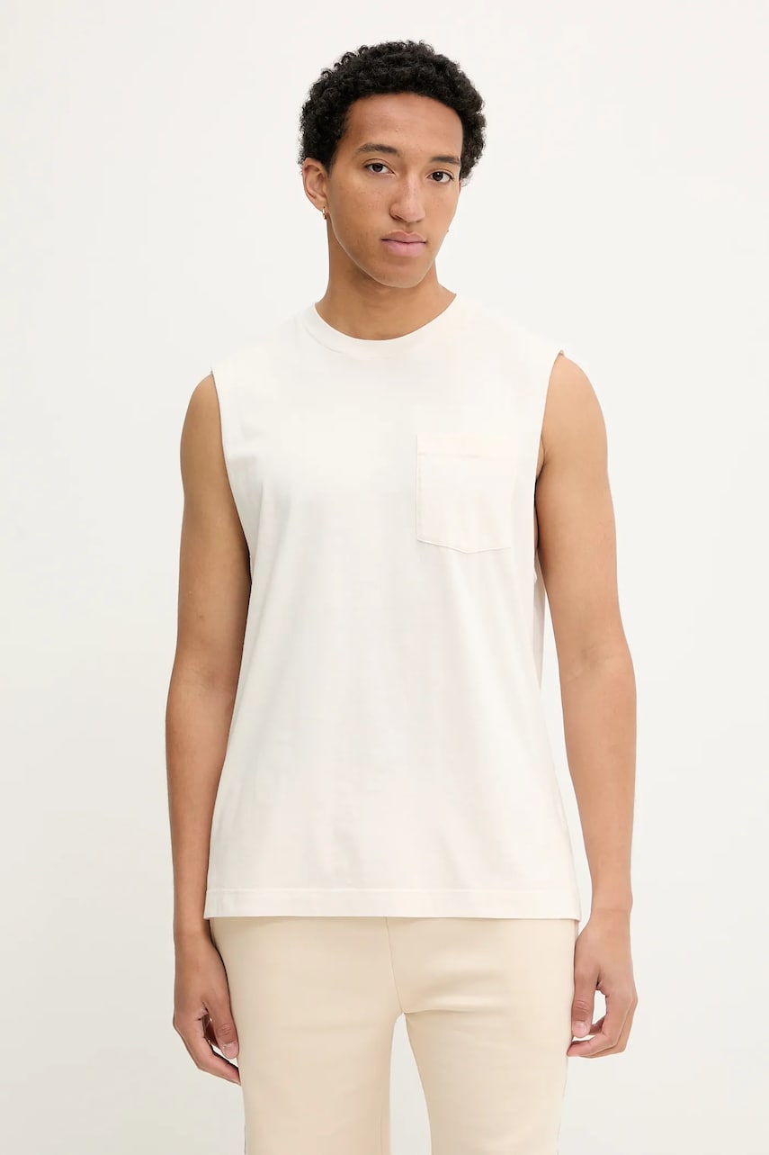 Βαμβακερό μπλουζάκι Hollister Co. χρώμα: μπεζ, KI324-5319