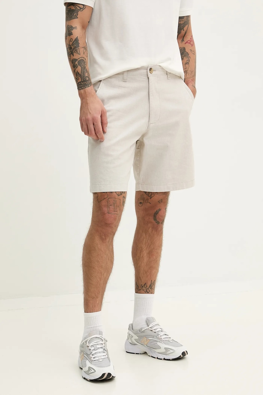 Λινό σορτς Hollister Co. χρώμα: μπεζ, KI328-5026