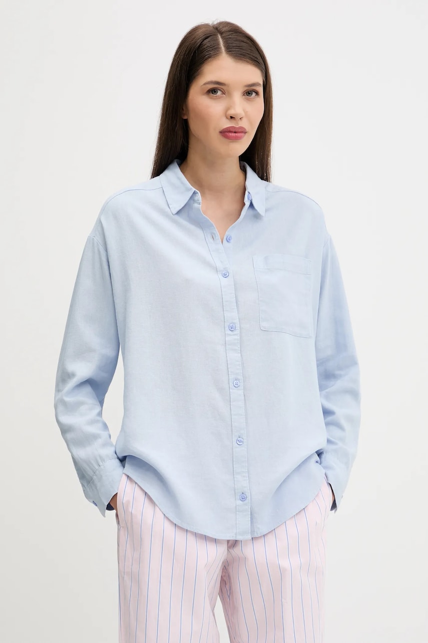 Πουκάμισο από λινό Hollister Co. χρώμα: μπλε, KI340-5162