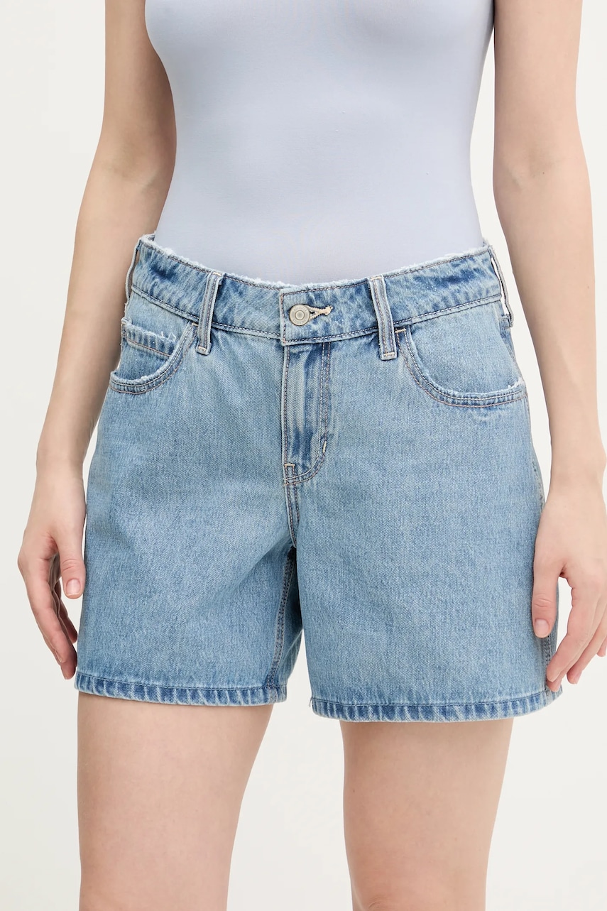 Βαμβακερό τζιν σορτς Hollister Co. χρώμα: μπλε, KI349-5096