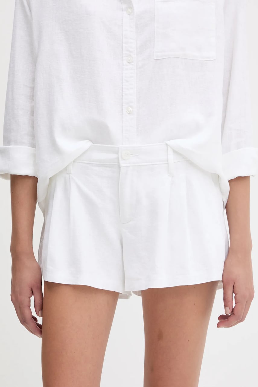 Σορτς από λινό Hollister Co. χρώμα: άσπρο, KI349-5124