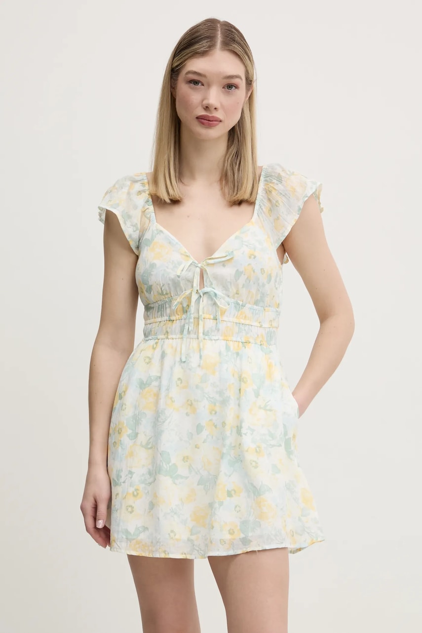 Βαμβακερό φόρεμα Hollister Co. χρώμα: άσπρο, KI359-5018