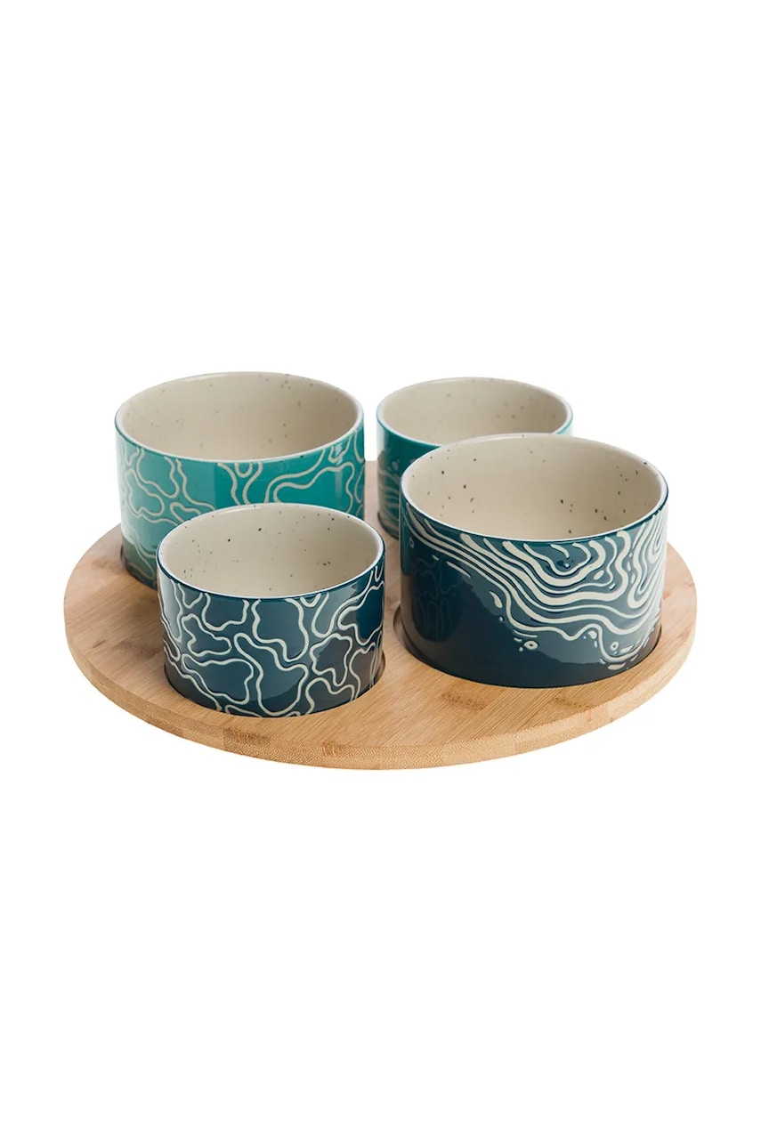 Σετ μπολ σερβιρίσματος με πιατάκι home & lifestyle 12 x 30 x 30 cm 4-pack χρώμα: μπλε