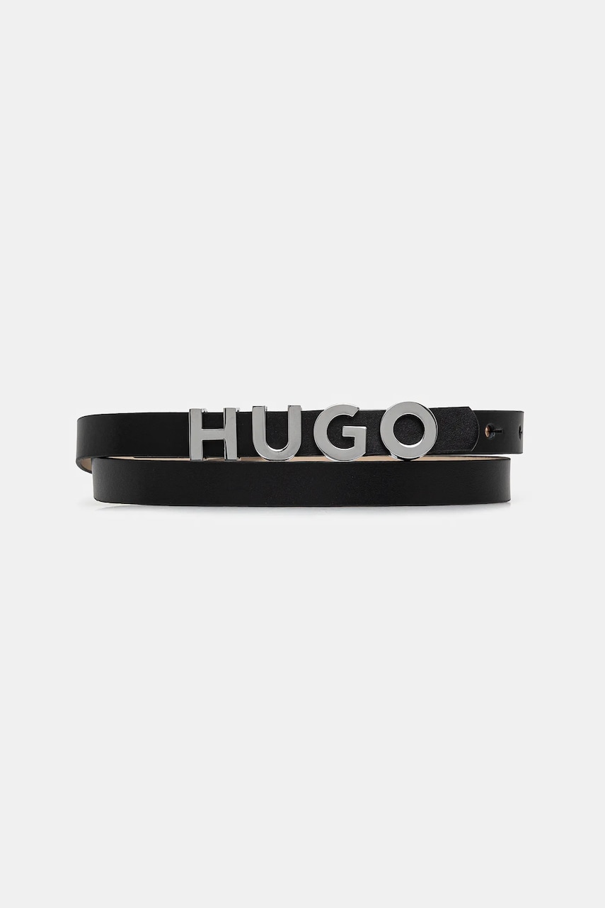Δερμάτινη ζώνη HUGO χρώμα: μαύρο, 50536876