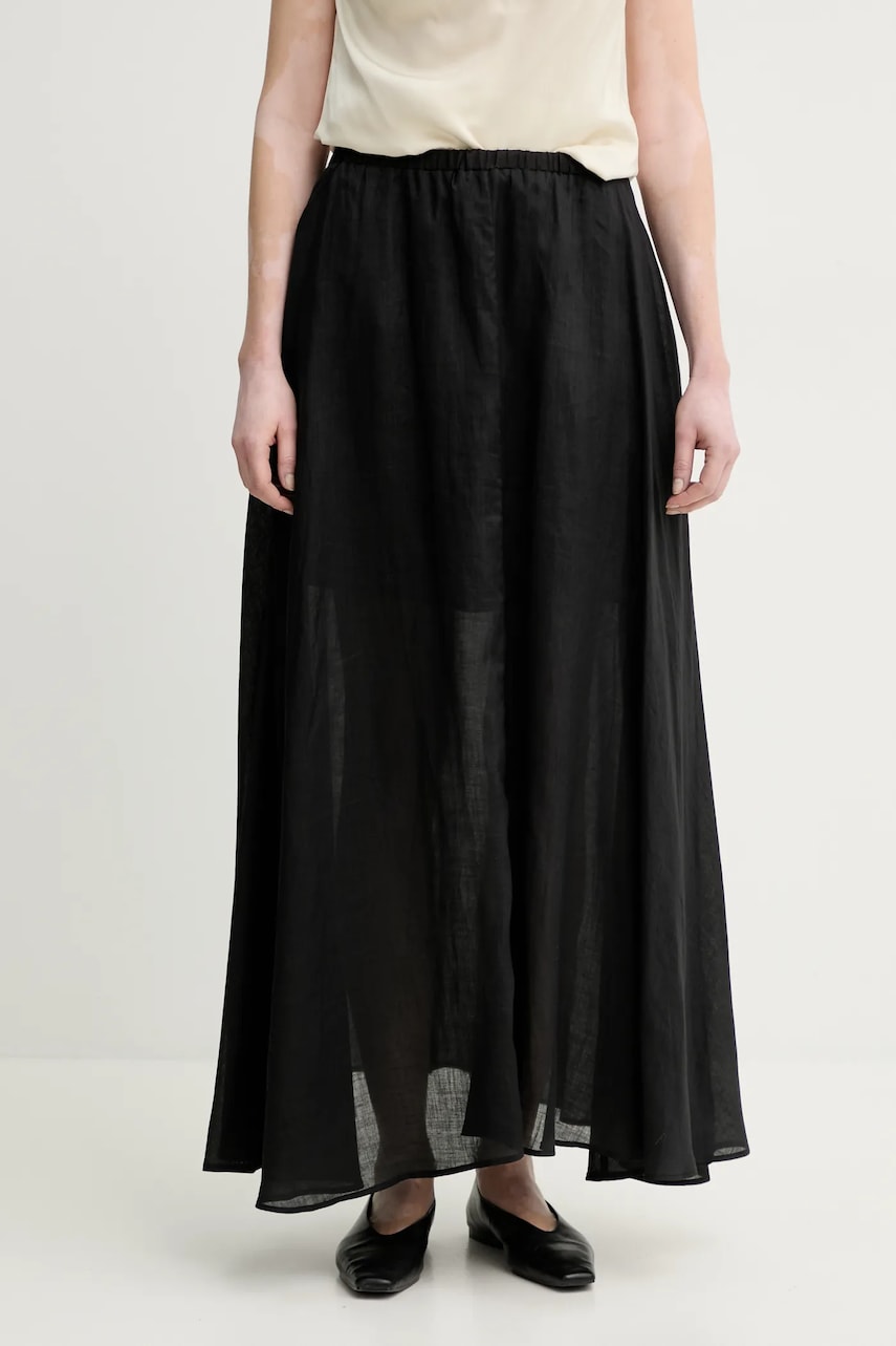 Λινή φούστα ISABELLE BLANCHE χρώμα: μαύρο, IS25SS-G093-T019