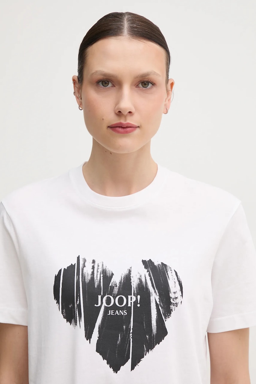 Βαμβακερό μπλουζάκι Joop! γυναικείο, χρώμα: άσπρο, 30046948