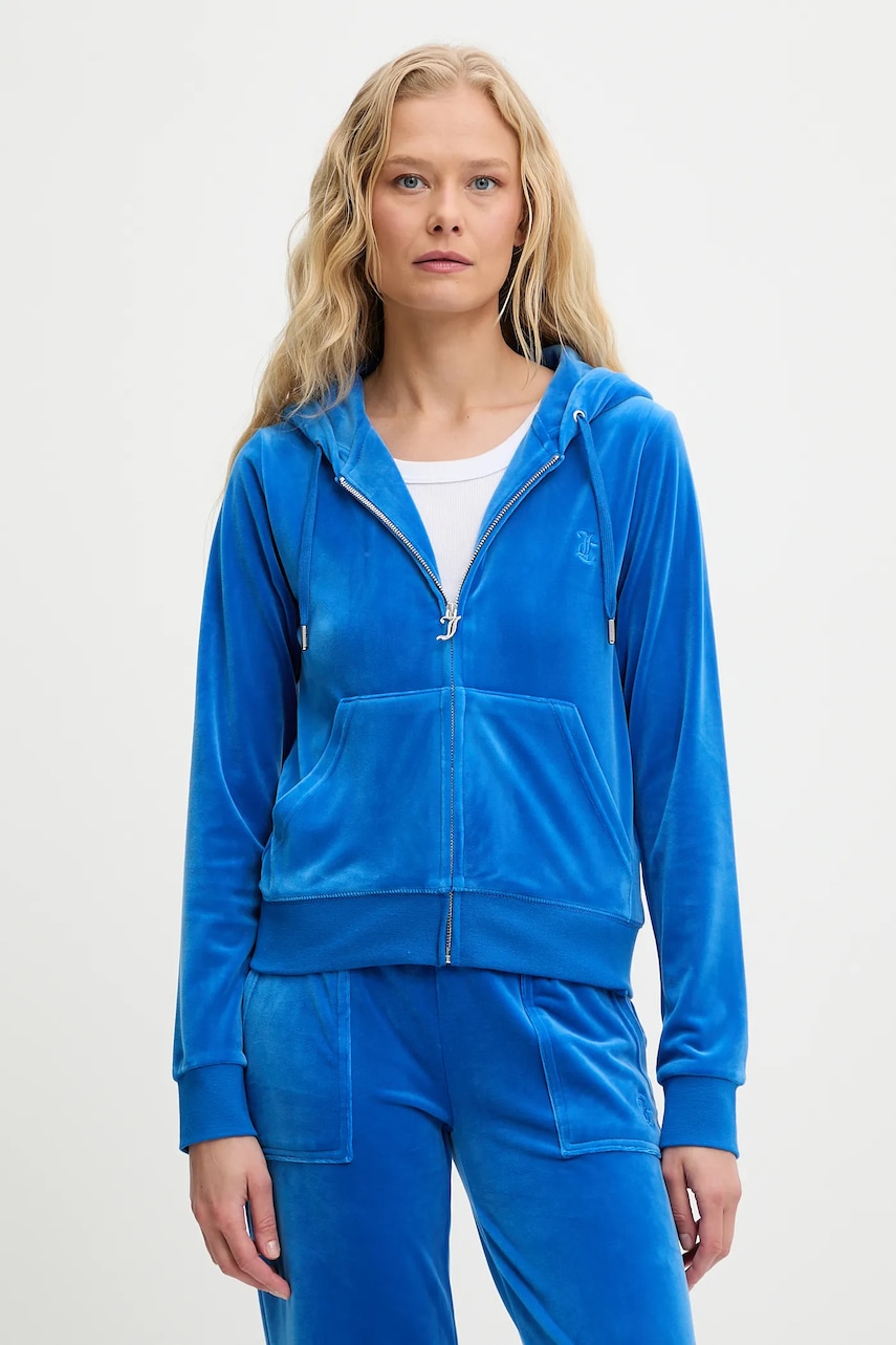 Μπλούζα Juicy Couture χρώμα: μπλε, με κουκούλα, JCAP176