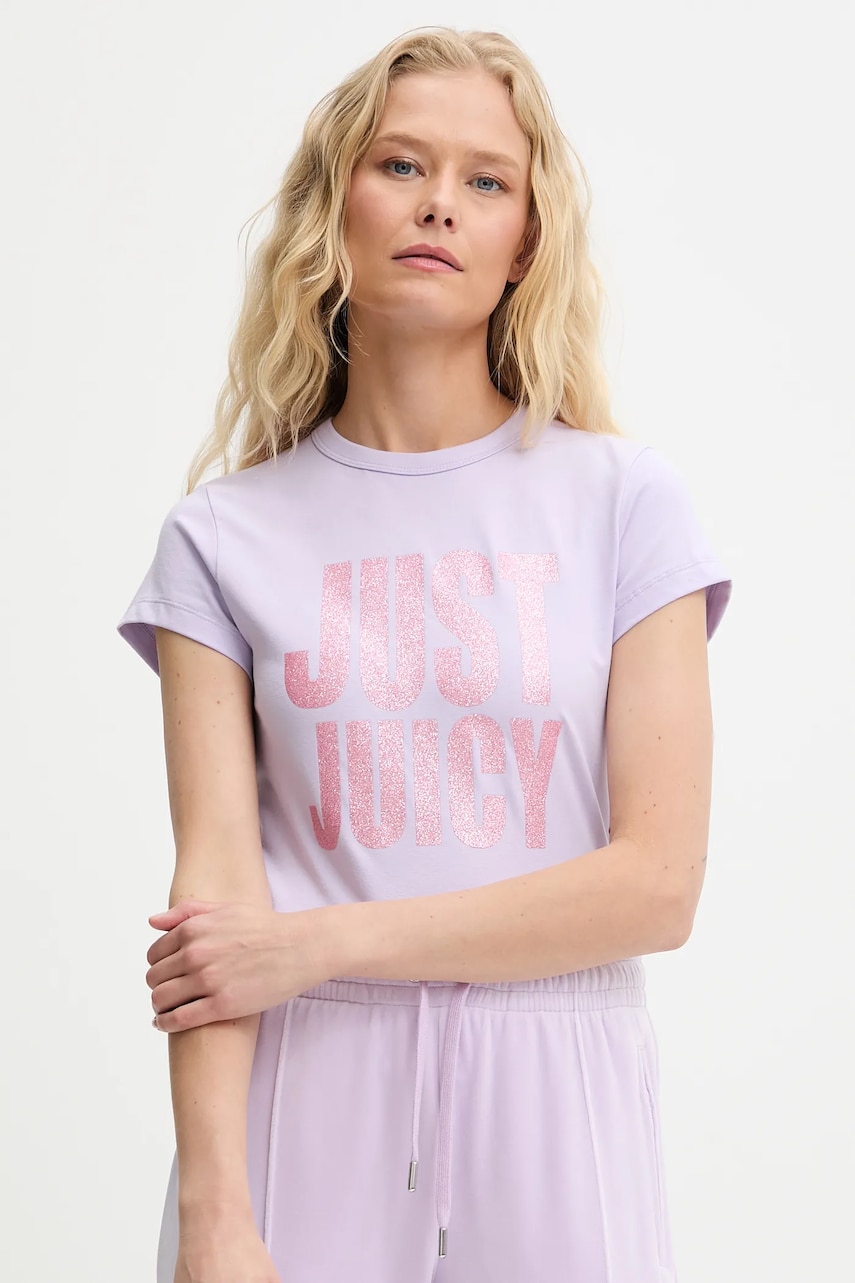 Μπλουζάκι Juicy Couture JUST JUICY HILTON T-SHIRT χρώμα: μοβ, JCNCT225456