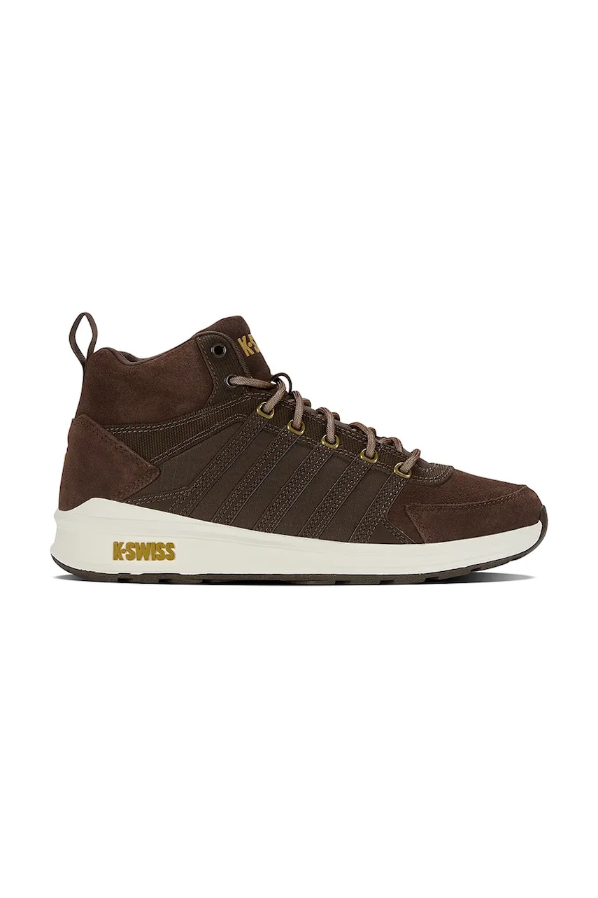 Δερμάτινα αθλητικά παπούτσια K-Swiss VISTA TRAINER MID WNT χρώμα: καφέ, 07145.229.M