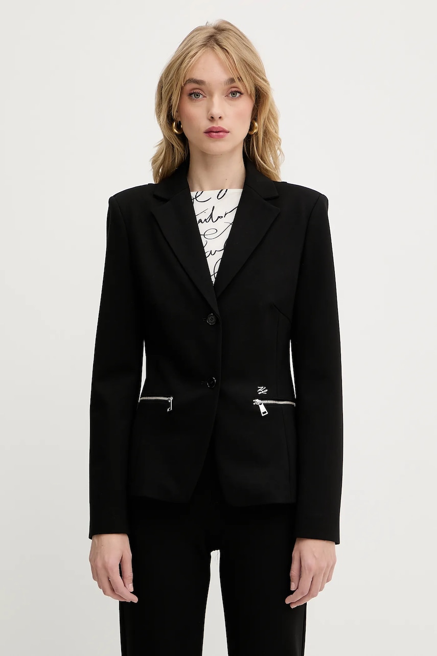 Σακάκι Karl Lagerfeld χρώμα: μαύρο, A3W14040