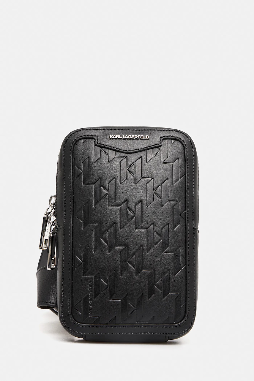 Δερμάτινο φακελάκι Karl Lagerfeld K/LOOM χρώμα: μαύρο, A3M30179