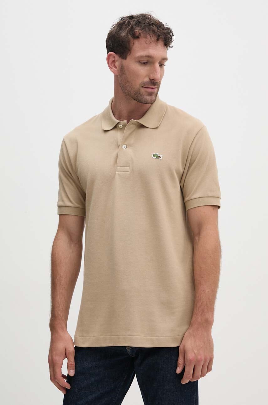 Βαμβακερό μπλουζάκι πόλο Lacoste Koszulka Lacoste Polo Classic Fit L1212 02S χρώμα: καφέ