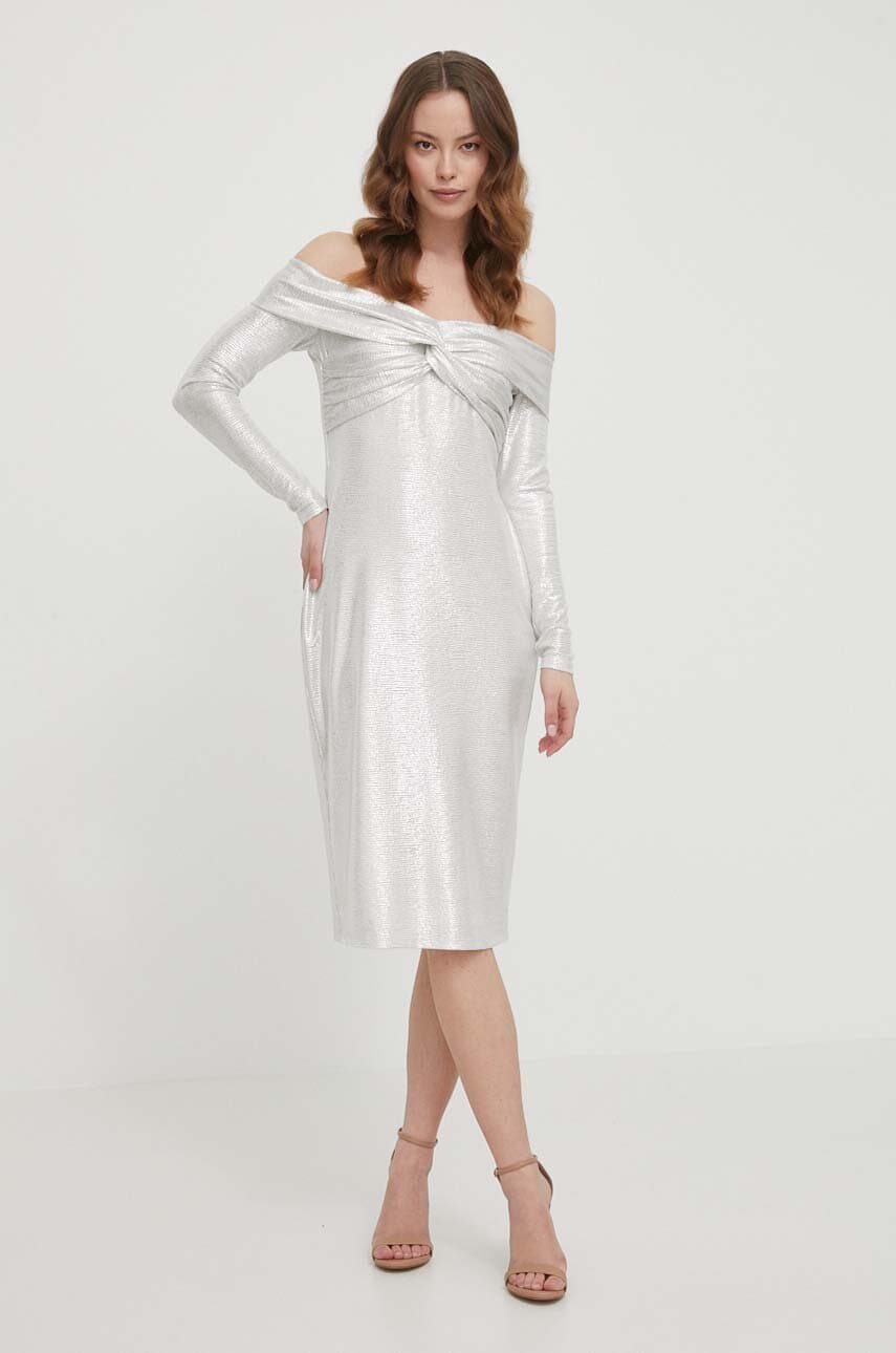 Φόρεμα Lauren Ralph Lauren χρώμα: μπεζ