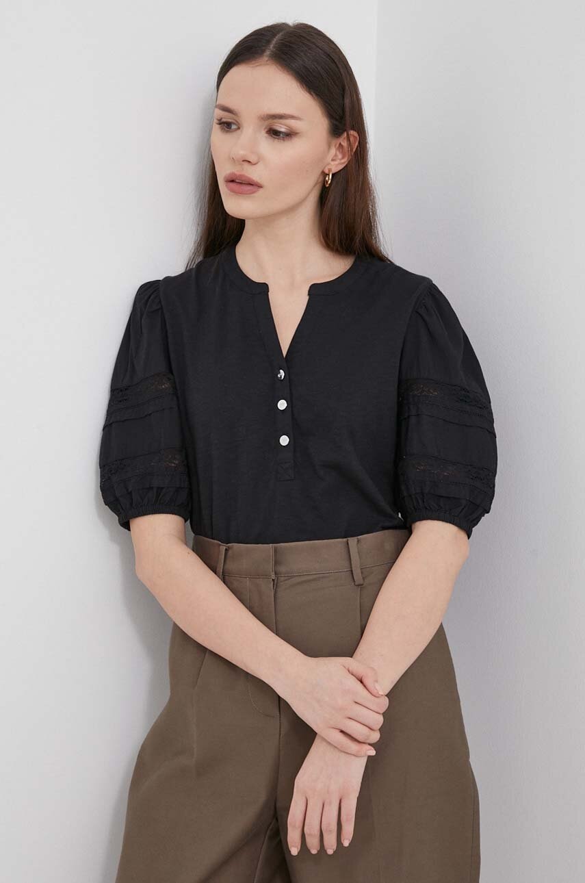 Δερμάτινη τσάντα Lauren Ralph Lauren χρώμα: μαύρο