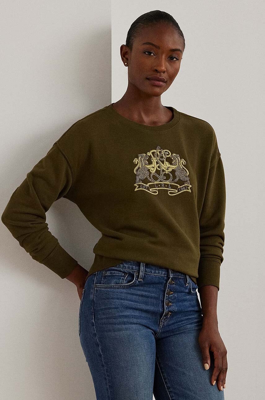 Βαμβακερή μπλούζα Lauren Ralph Lauren γυναικεία, χρώμα: πράσινο, 200951351