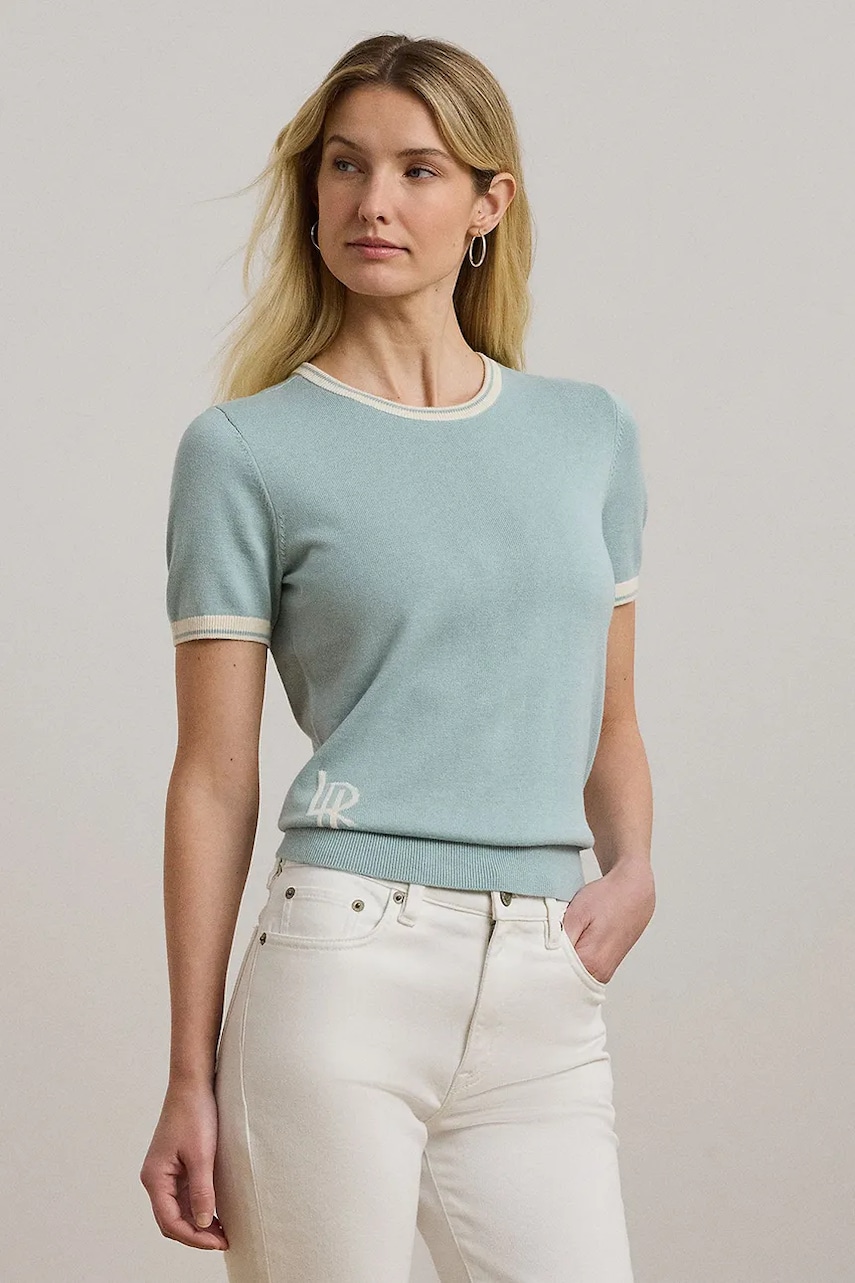 Βαμβακερό μπλουζάκι Lauren Ralph Lauren χρώμα: μπλε, 200963659