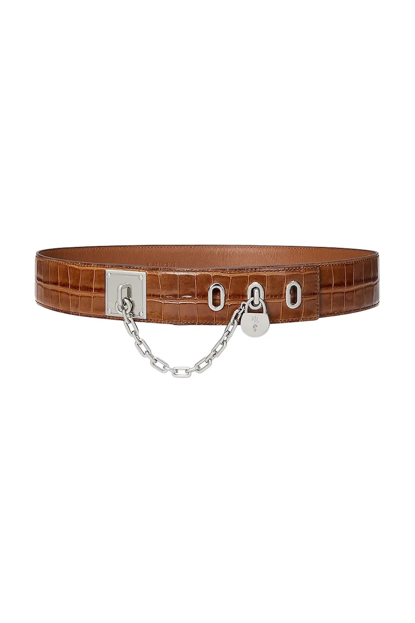 Δερμάτινη ζώνη Lauren Ralph Lauren χρώμα: καφέ, 412945226
