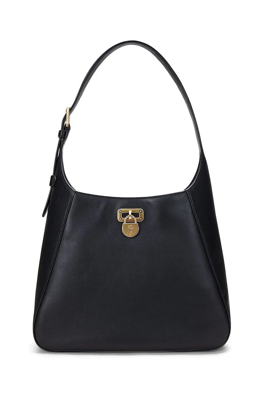 Δερμάτινη τσάντα Lauren Ralph Lauren χρώμα: μαύρο, 431956790