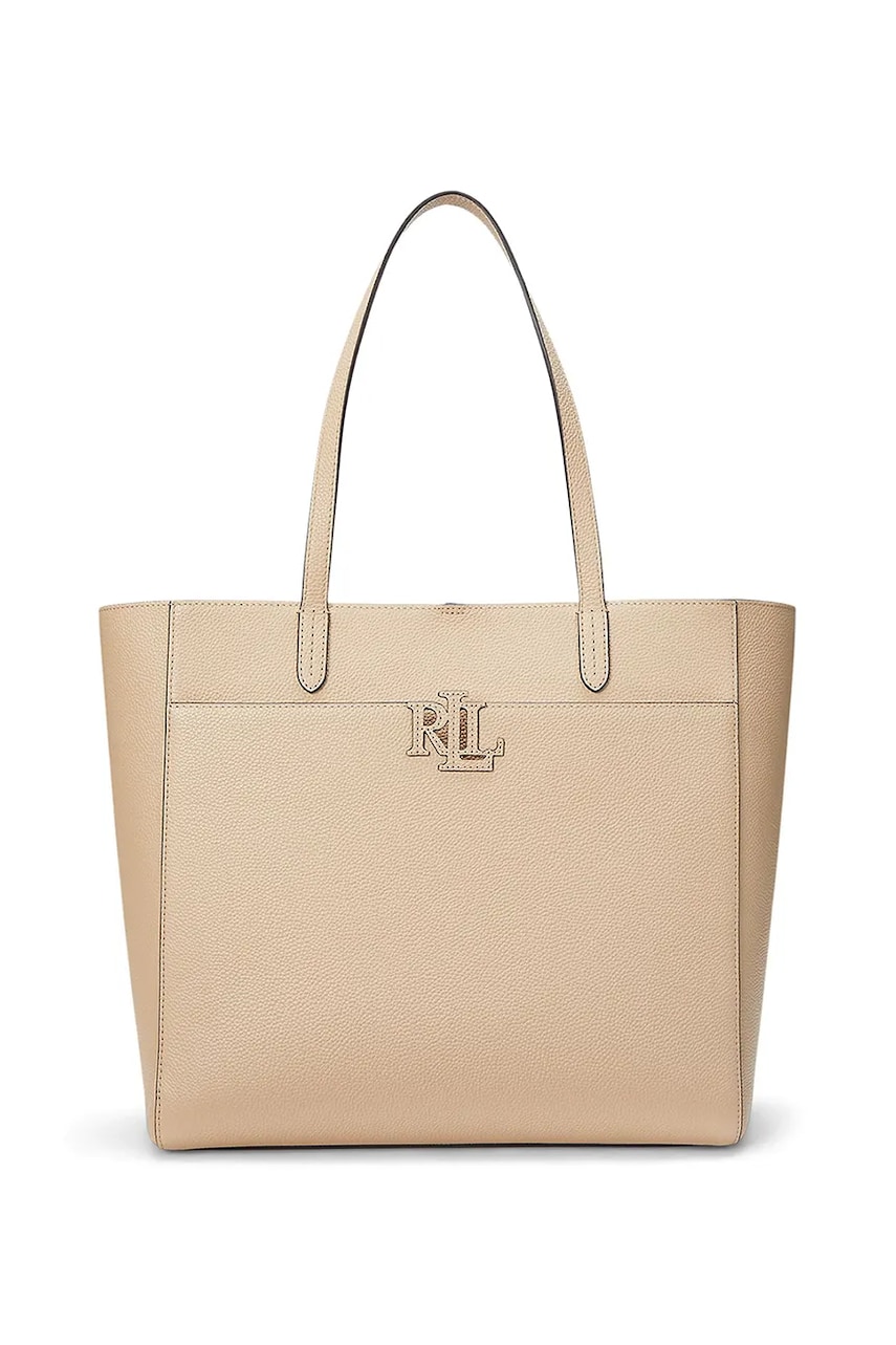 Δερμάτινη τσάντα Lauren Ralph Lauren χρώμα: μπεζ, 431960183
