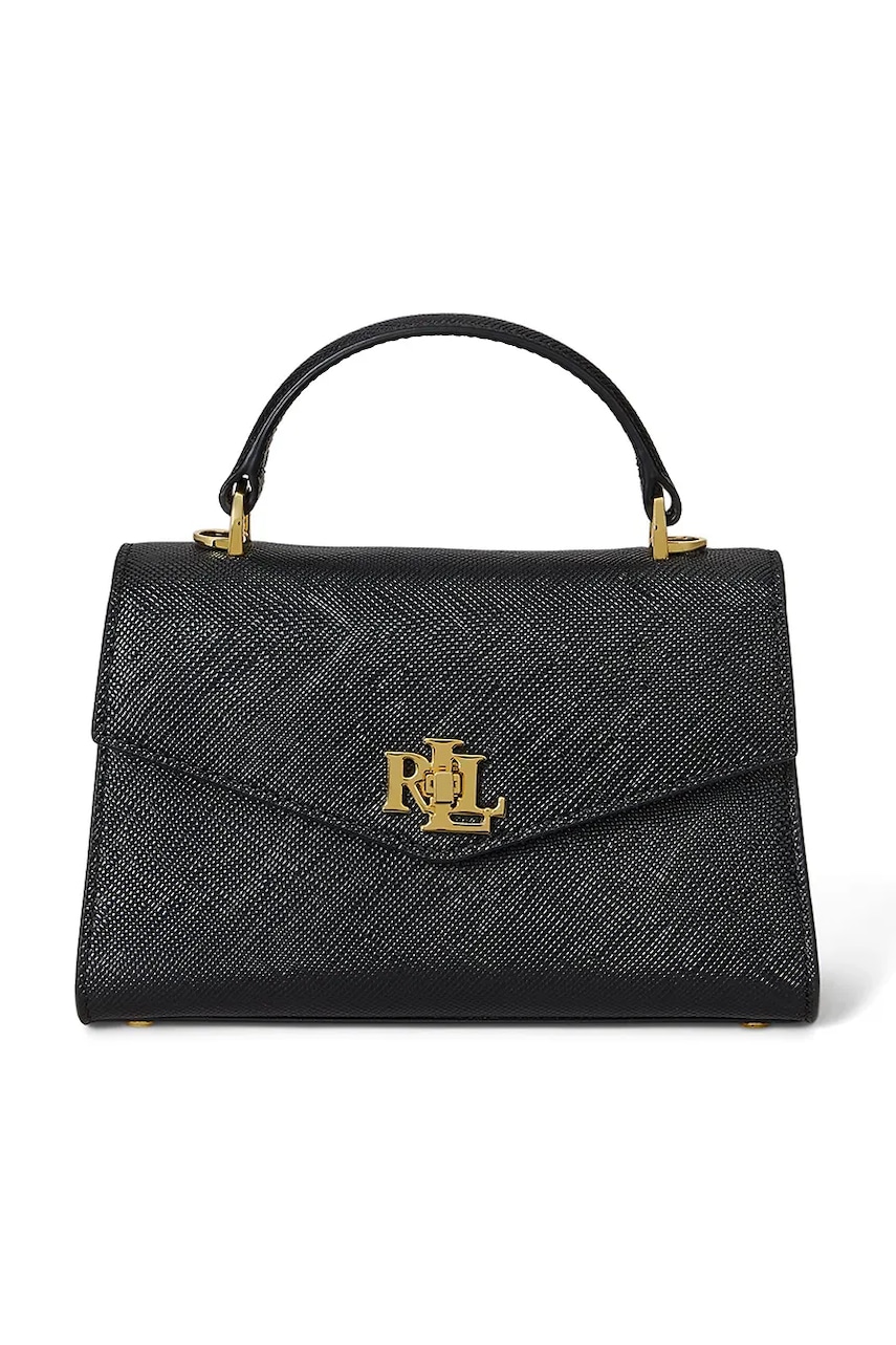 Δερμάτινη τσάντα Lauren Ralph Lauren χρώμα: μαύρο, 431966765